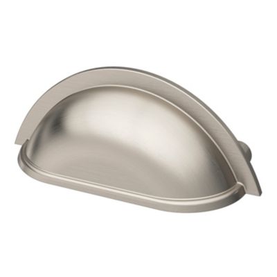 Poignée de meuble demi-ronde GoodHome Govlin effet nickel satin gris l.81mm x l.30mm x H. 30mm entraxe 64mm