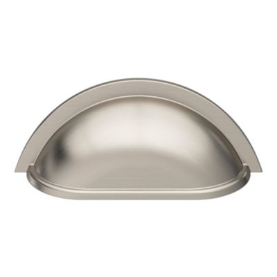 Poignée de meuble demi-ronde GoodHome Govlin effet nickel satin gris l.81mm x l.30mm x H. 30mm entraxe 64mm