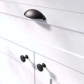 Poignée de porte ou tiroir de meuble en plastique noir entraxe 64 mm, FIL