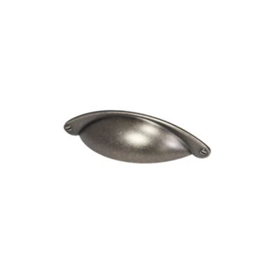 Poignée de meuble demi-ronde Rohan effet étain antique satin noir l.120mm x l.30mm x H. 25mm entraxe 80mm