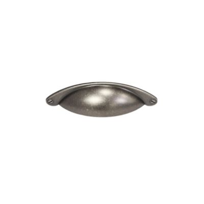 Poignée de meuble demi-ronde Rohan effet étain antique satin noir l.120mm x l.30mm x H. 25mm entraxe 80mm