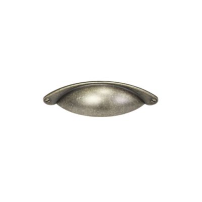 Poignée de meuble demi-ronde Rohan effet laiton antique satin doré l.120mm x l.30mm x H. 25mm entraxe 80mm