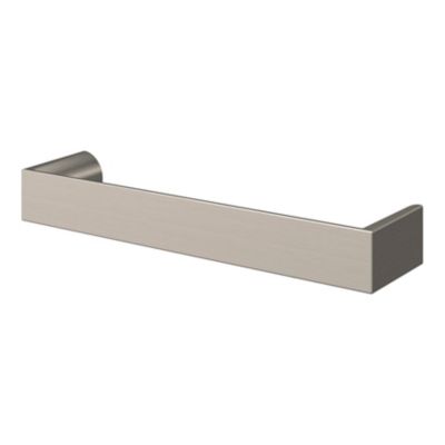 Poignée de meuble Droit GoodHome Dotz effet nickel satin gris l.104mm x l.14mm x H. 26mm entraxe 96mm