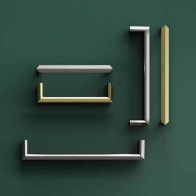 Poignée de meuble Droit GoodHome Keri effet laiton satin doré l.106mm x l.11mm x H. 27mm entraxe 96mm