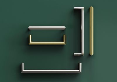 Poignée de meuble Droit GoodHome Keri effet laiton satin doré l.106mm x l.11mm x H. 27mm entraxe 96mm