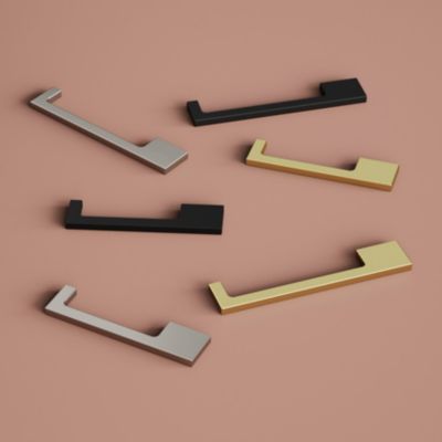 Poignée de meuble Droit GoodHome Skej aluminium effet laiton satin doré l.158mm x l.7mm x H. 30mm entraxe 128mm