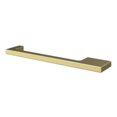 Poignée de meuble Droit GoodHome Skej aluminium effet laiton satin doré l.158mm x l.7mm x H. 30mm entraxe 128mm