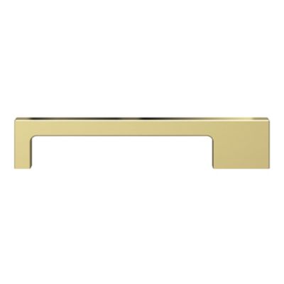 Poignée de meuble Droit GoodHome Skej aluminium effet laiton satin doré l.158mm x l.7mm x H. 30mm entraxe 128mm