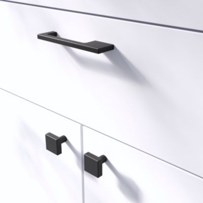 Poignée de meuble Droit GoodHome Skej aluminium mat noir l.126mm x l.7mm x H. 30mm entraxe 96mm