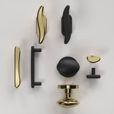 Poignée de meuble en T GoodHome Armel aluminium effet laiton doré l.120mm x l.17mm x H. 30mm entraxe 96mm