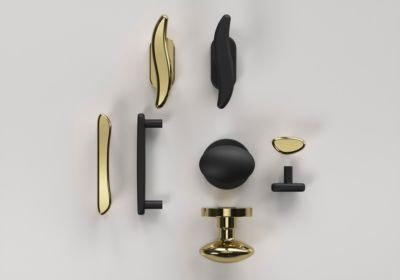 Poignée de meuble en T GoodHome Armel aluminium effet laiton doré l.120mm x l.17mm x H. 30mm entraxe 96mm