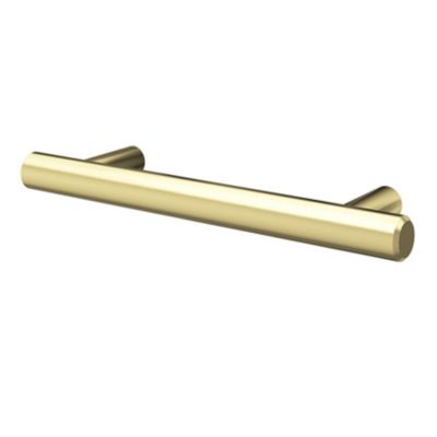 Poignée de meuble en T GoodHome Dizel acier effet laiton satin doré l.136mm x l.12mm x H. 35mm entraxe 96mm