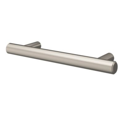 Poignée de meuble en T GoodHome Dizel acier effet nickel satin gris l.136mm x l.12mm x H. 35mm entraxe 96mm