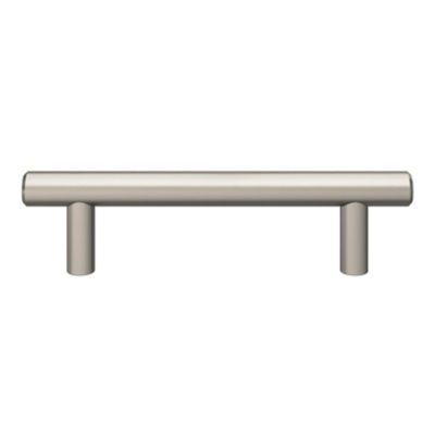 Poignée de meuble en T GoodHome Dizel acier effet nickel satin gris l.136mm x l.12mm x H. 35mm entraxe 96mm