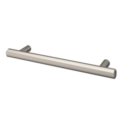 Poignée de meuble en T GoodHome Dizel acier effet nickel satin gris l.168mm x l.12mm x H. 35mm entraxe 128mm