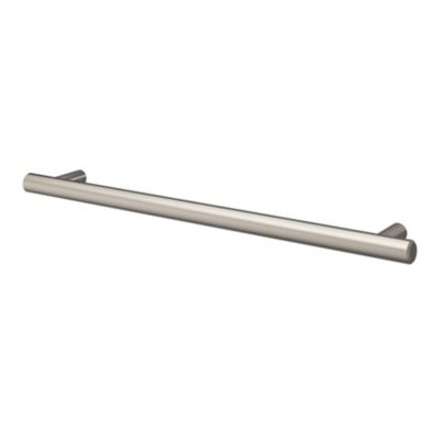 Poignée de meuble en T GoodHome Dizel acier effet nickel satin gris l.264mm x l.12mm x H. 35mm entraxe 224mm