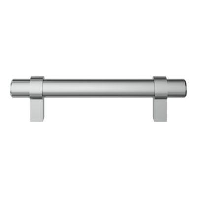 Poignée de meuble en T GoodHome Kerver acier et Zamac effet chromé gris l.136mm x l.18mm x H. 34mm entraxe 96mm