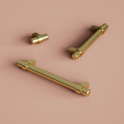 Poignée de meuble en T GoodHome Kerver acier et Zamac effet laiton doré l.168mm x l.18mm x H. 34mm entraxe 128mm