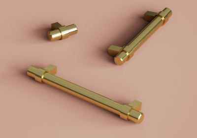 Poignée de meuble en T GoodHome Kerver acier et Zamac effet laiton doré l.168mm x l.18mm x H. 34mm entraxe 128mm