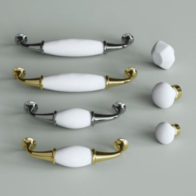 Poignée de meuble GoodHome porcelaine blanc 96mm