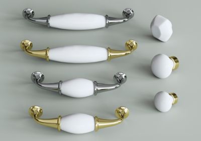 Poignée de meuble GoodHome porcelaine blanc 96mm