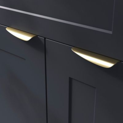 Poignée de meuble Incurvé GoodHome Mehaban effet laiton satin doré l.120mm x l.44mm x H. 13mm entraxe 96mm