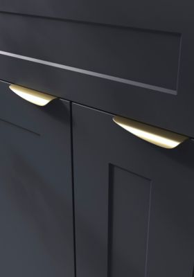 Poignée de meuble Incurvé GoodHome Mehaban effet laiton satin doré l.120mm x l.44mm x H. 13mm entraxe 96mm