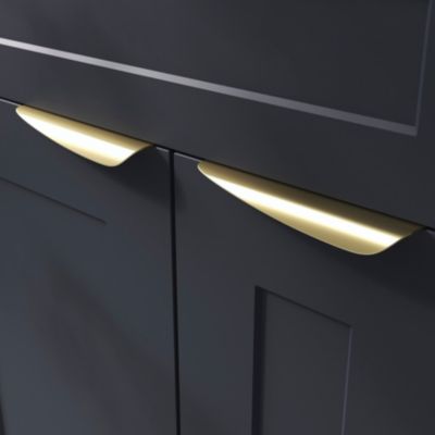Poignée de meuble Incurvé GoodHome Mehaban effet laiton satin doré l.170mm x l.44mm x H. 18mm entraxe 128mm