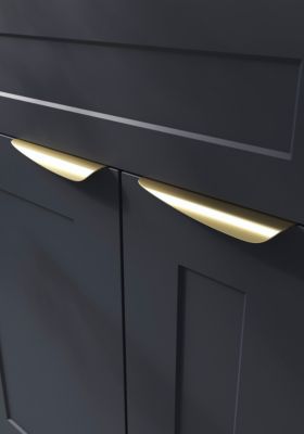 Poignée de meuble Incurvé GoodHome Mehaban effet laiton satin doré l.170mm x l.44mm x H. 18mm entraxe 128mm