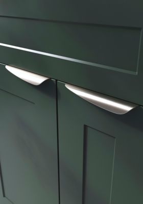 Poignée de meuble Incurvé GoodHome Mehaban effet nickel satin gris l.170mm x l.44mm x H. 18mm entraxe 128mm