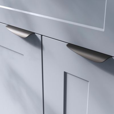 Poignée de meuble Incurvé GoodHome Mehaban mat noir l.120mm x l.44mm x H. 13mm entraxe 96mm