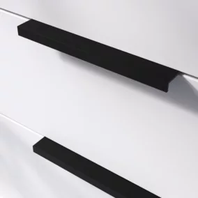 Poignée de meuble Incurvé GoodHome Skej aluminium mat noir l.152mm x l.19mm x H. 35mm entraxe 128mm