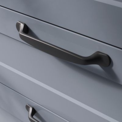Poignée de meuble nœud GoodHome Govlin aluminium mat noir l.164mm x l.20mm x H. 24mm entraxe 128mm