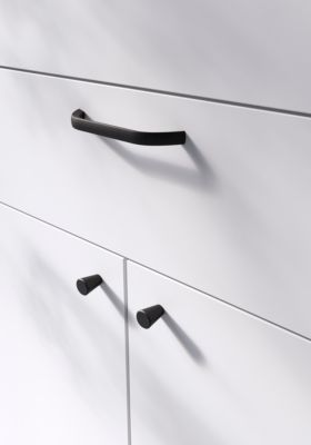 Poignée de meuble nœud GoodHome Irvil aluminium mat noir l.142mm x l.12mm x H. 30mm entraxe 128mm
