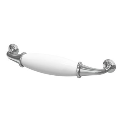 Poignée de meuble nœud GoodHome Porcelaine Vras chrome brillant l.14.2cm x h.2cm x p.3.7cm