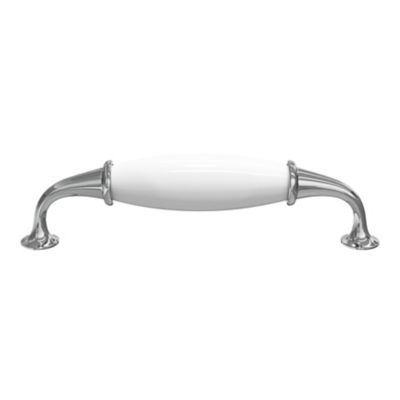 Poignée de meuble nœud GoodHome Porcelaine Vras chrome brillant l.14.2cm x h.2cm x p.3.7cm