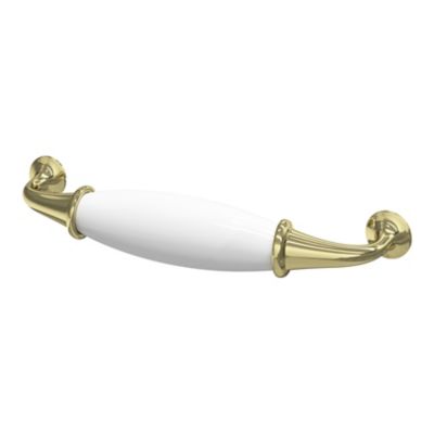 Poignée de meuble nœud GoodHome Porcelaine Vras doré brillant l.14.2cm x h.2cm x p.3.7cm
