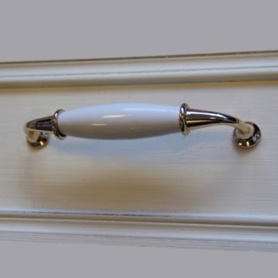 Poignée de meuble nœud GoodHome Porcelaine Vras doré brillant l.14.2cm x h.2cm x p.3.7cm