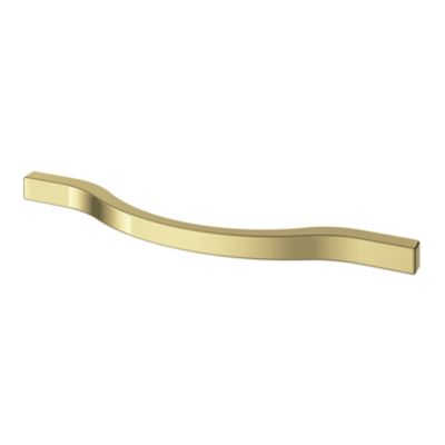 Poignée de meuble nœud GoodHome Prat aluminium effet laiton doré l.162mm x l.10mm x H. 26mm entraxe 128mm