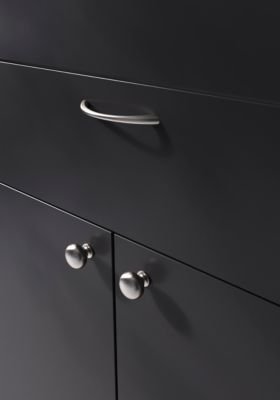 Poignée de meuble nœud GoodHome Primel effet nickel satin gris l.114mm x l.11mm x H. 27mm entraxe 96mm