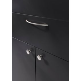 Poignée de meuble nœud GoodHome Primel effet nickel satin gris l.160mm x l.9mm x H. 27mm entraxe 128mm