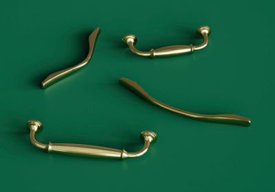 Poignée de meuble nœud GoodHome Ruis effet laiton doré l.148mm x l.20mm x H. 38mm entraxe 128mm