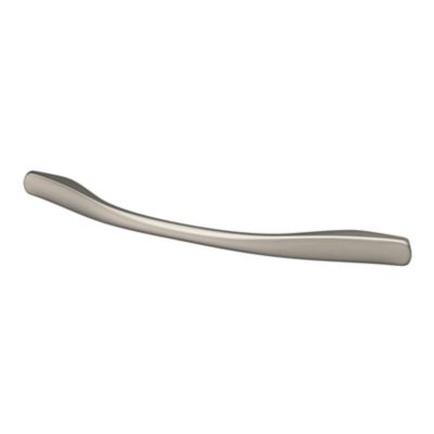 Poignée de meuble nœud GoodHome Ruis effet nickel satin gris l.169mm x l.10mm x H. 25mm entraxe 128mm