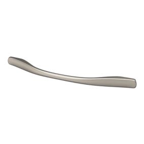 Poignée de meuble nœud GoodHome Ruis effet nickel satin gris l.169mm x l.10mm x H. 25mm entraxe 128mm