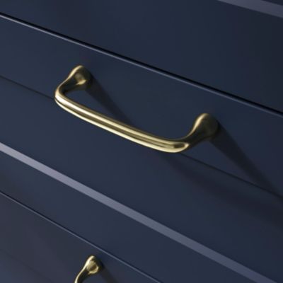 Poignée de meuble nœud GoodHome Tudy Laiton effet laiton doré l.110mm x H. 15mm entraxe 96mm