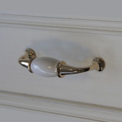 Poignée de meuble nœud Porcelaine Vras blanc 96mm