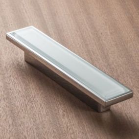Poignée de meuble verre COLOURS Lyori blanc chrome brillant 96 mm