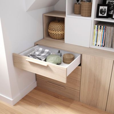 Poignée effet chêne GoodHome Atomia H. 2,8 x L. 29,3 x P. 1,9 cm vendue par 2