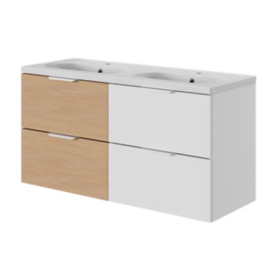 Poignée Kentia blanc mat L.20 cm pour meuble de salle de bains