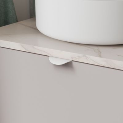 Poignée Kentia blanc mat L.6,5 cm pour meuble de salle de bains